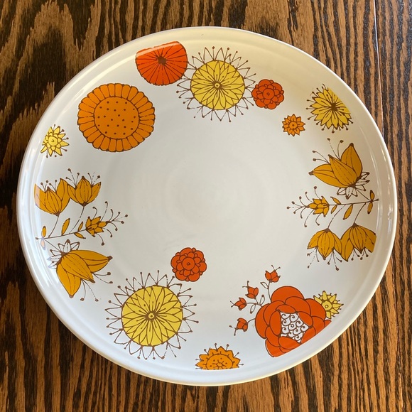 Up-Beat Stoneware Other - Vtg Retro Up-Beat Stoneware Orange Yellow Floral Toccata Plate Platter 12 3/4”